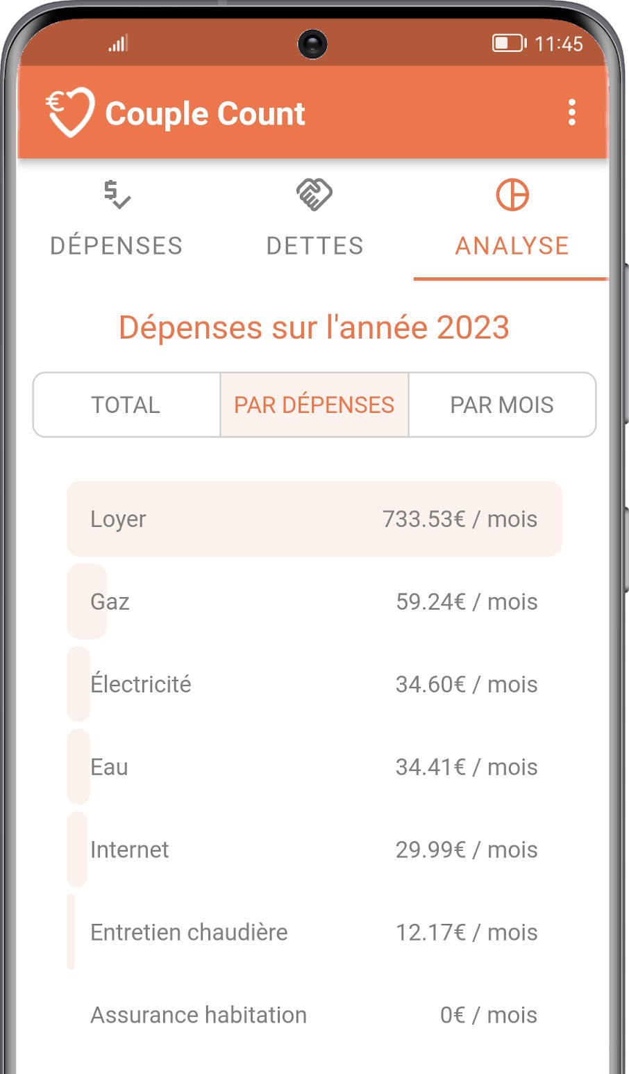 Analyse des dépenses